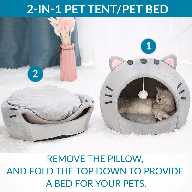 The Kitty Cave — Warm Hooded Cat Bed