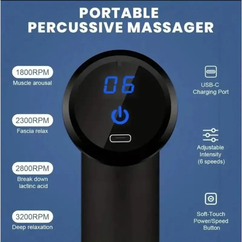 Pocket massage gun in use
